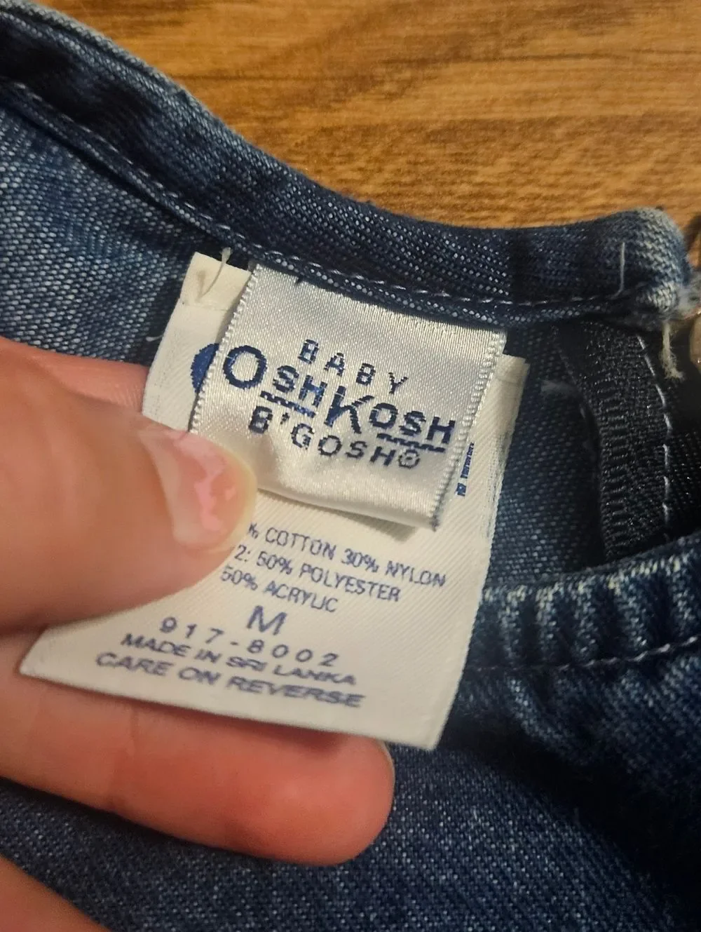 Y2K Vintage OshKosh Baby Denim Sleeveless Dress with Light Blue Trim